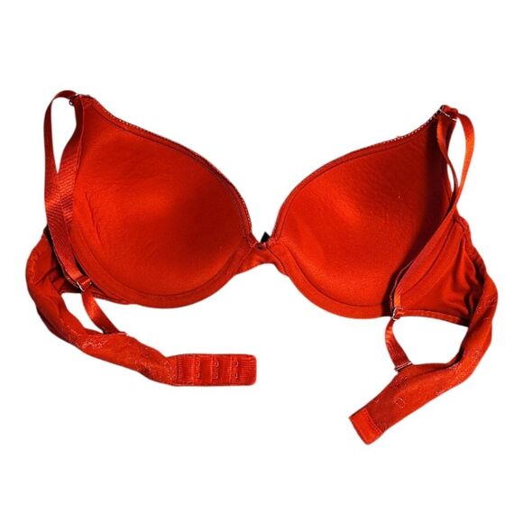 Lily Of France Retro Red Lace Ultra Push Up Bra Size 36B - Picture 8 of 9